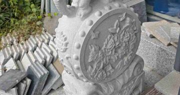 锦州芝麻白抱鼓石 庭院抱鼓石