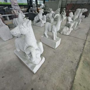 锦州芝麻白雕刻 十二生肖 异形雕刻