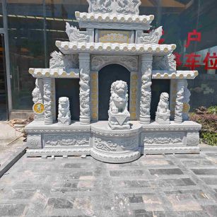 锦州芝麻白中国黑石材套墓 花岗岩墓碑